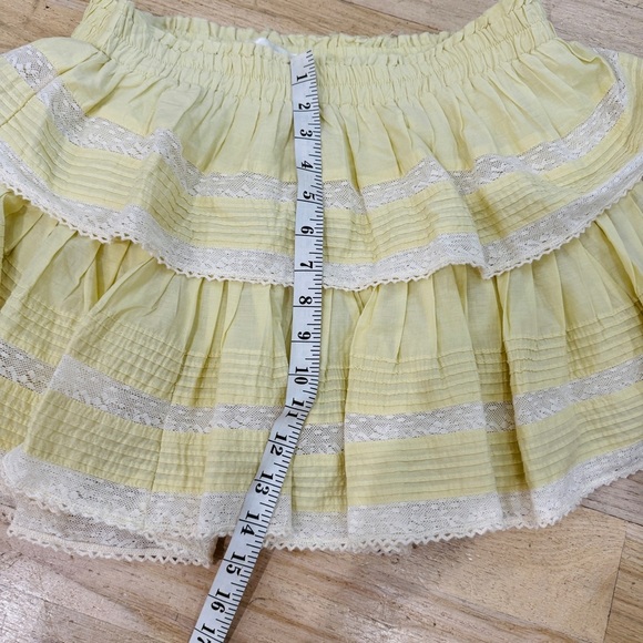 LoveShackFancy Ruffle Mini Skirt in yellow NWOT - Picture 10 of 11